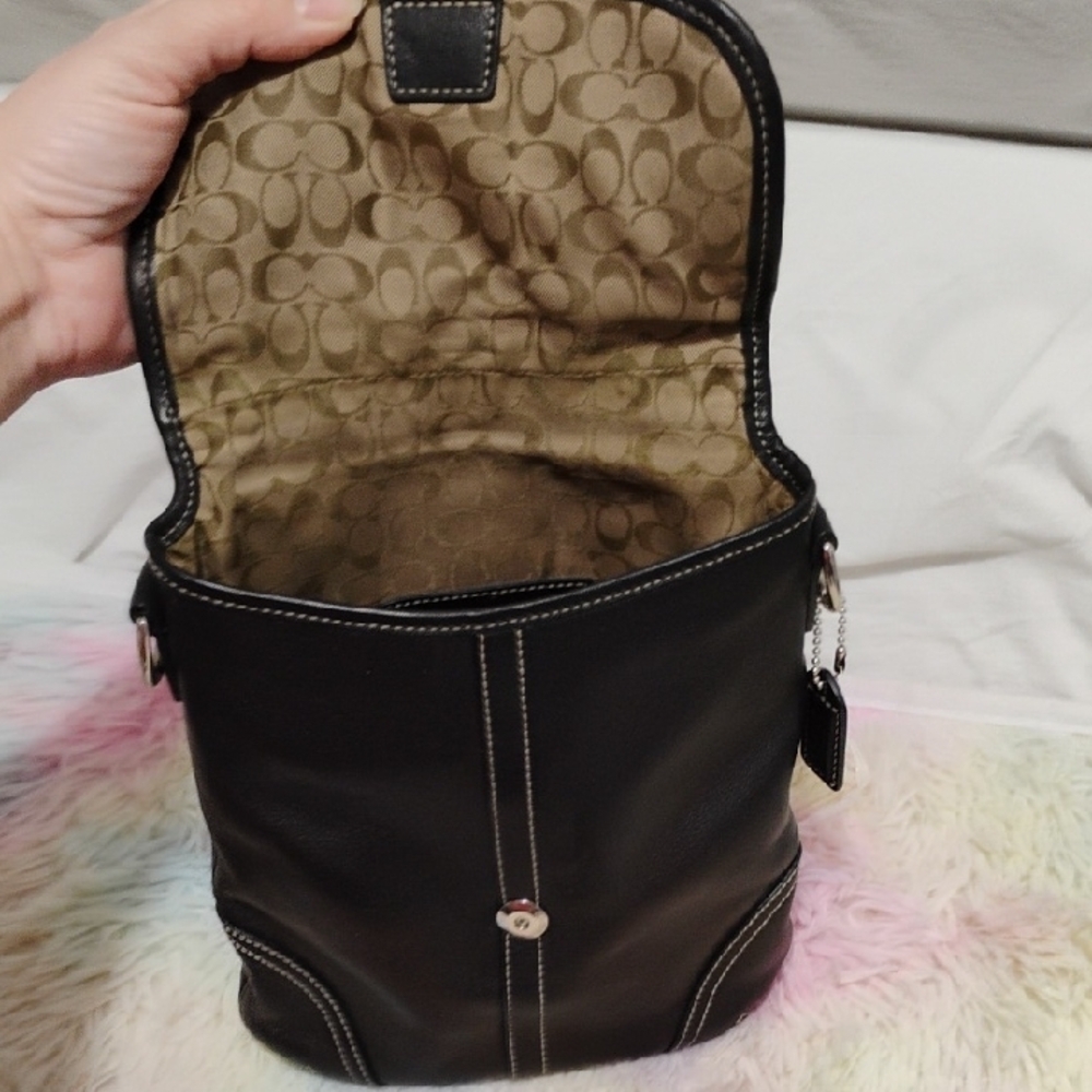 FLASH SALE!! Auth Coach Vintage Y2K Black Leather Shoulder/Crossbody Bag - Picture 8 of 15
